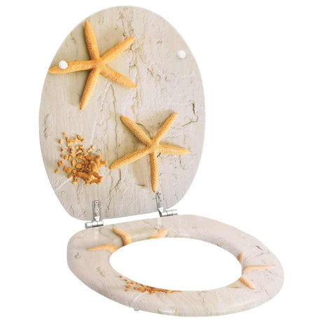 Vidaxl Toilettensitze mit Deckel 2 Stück Seestern MDF