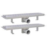 VIDAXL Duschabfluss 2 pc rechteckige Wellen 530 x 140 mm Edelstahl