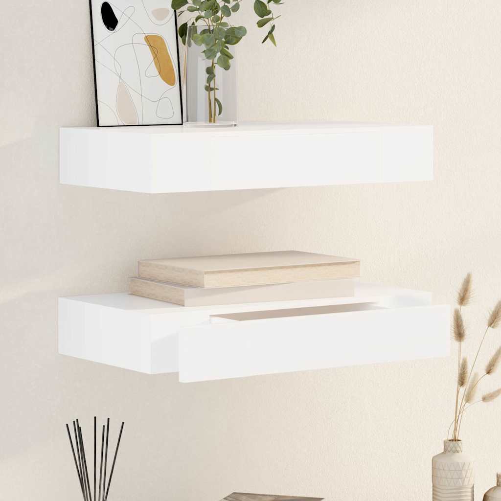 Vidaxl wandplanken zwevend met lades 2 st 48 cm wit