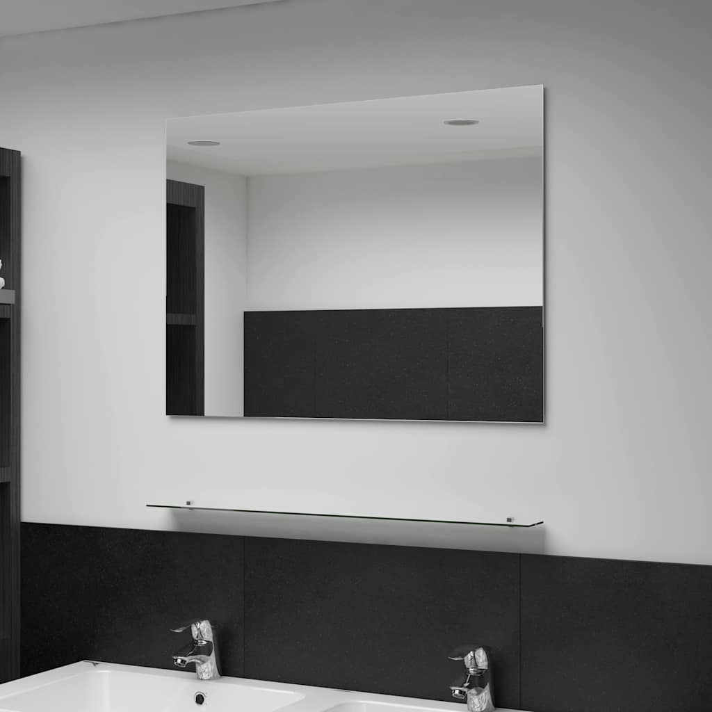 Vidaxl -Wandspiegel mit Regal 80x60 cm gehärtetes Glas