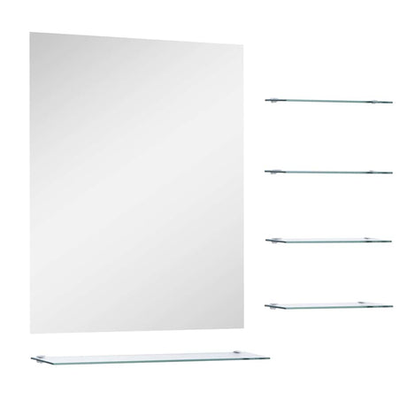 VidaXL Wandspiegel mit 5 Ablagen 50x60 cm silberfarben