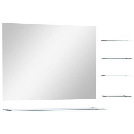 Vidaxx Wandspiegel mit 5 Ablagen 80x60 cm silberfarben