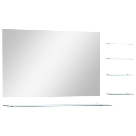 VidaXL Wandspiegel mit 5 Ablagen 100x60 cm silberfarben