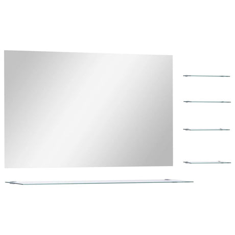 VidaXL Wandspiegel mit 5 Ablagen 100x60 cm silberfarben