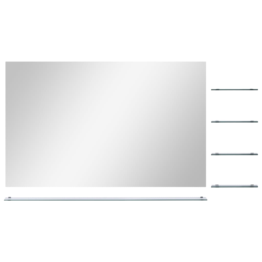 VidaXL Wandspiegel mit 5 Ablagen 100x60 cm silberfarben