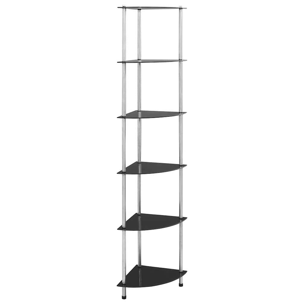 Vidaxl kastje 6-laags 30x30x160 cm gehard glas zwart