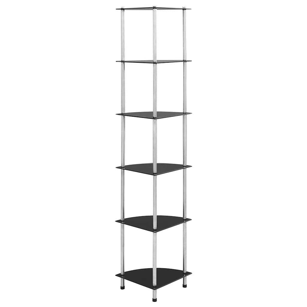 Vidaxl kastje 6-laags 30x30x160 cm gehard glas zwart