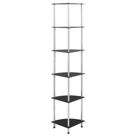 Vidaxl kastje 6-laags 30x30x160 cm gehard glas zwart