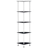 Vidaxl kastje 5-laags 30x30x130 cm gehard glas zwart