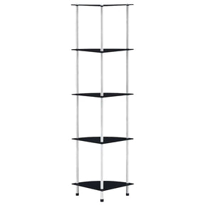Vidaxl kastje 5-laags 30x30x130 cm gehard glas zwart