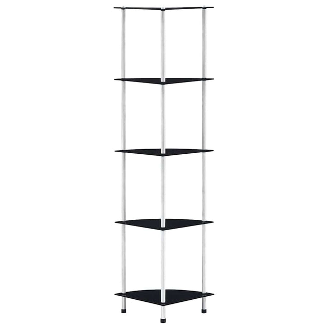 Vidaxl kastje 5-laags 30x30x130 cm gehard glas zwart
