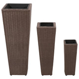 VIDAXL -Pflanzer erhöhten 3 St. Poly Rattan Brown