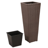 VIDAXL -Pflanzer erhöhten 3 St. Poly Rattan Brown