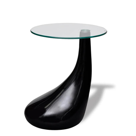 Vidaxl salontafel met rond glazen tafelblad hoogglans zwart