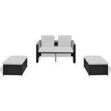 Vidaxl 4-delige loungeset met kussens poly rattan zwart