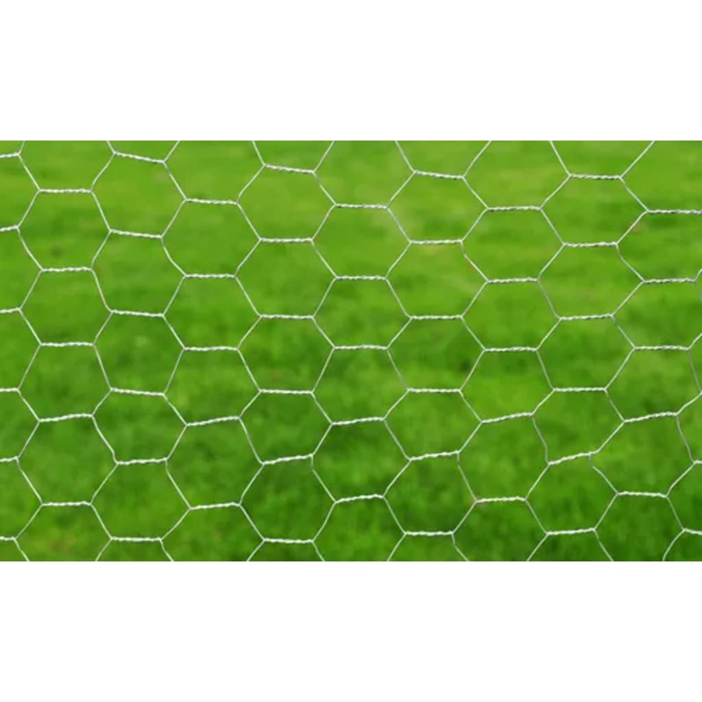 Vidaxl -Hühnerdraht 25x0,5 M verzinkte Stahl Silberfarbe