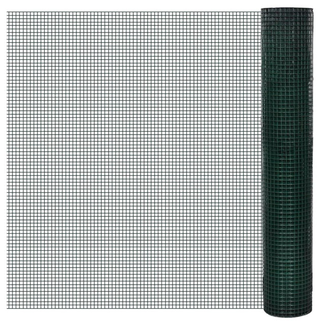 VidaXL Hühnerdraht 10x1 m aus verzinktem Stahl mit PVC-Beschichtung grün