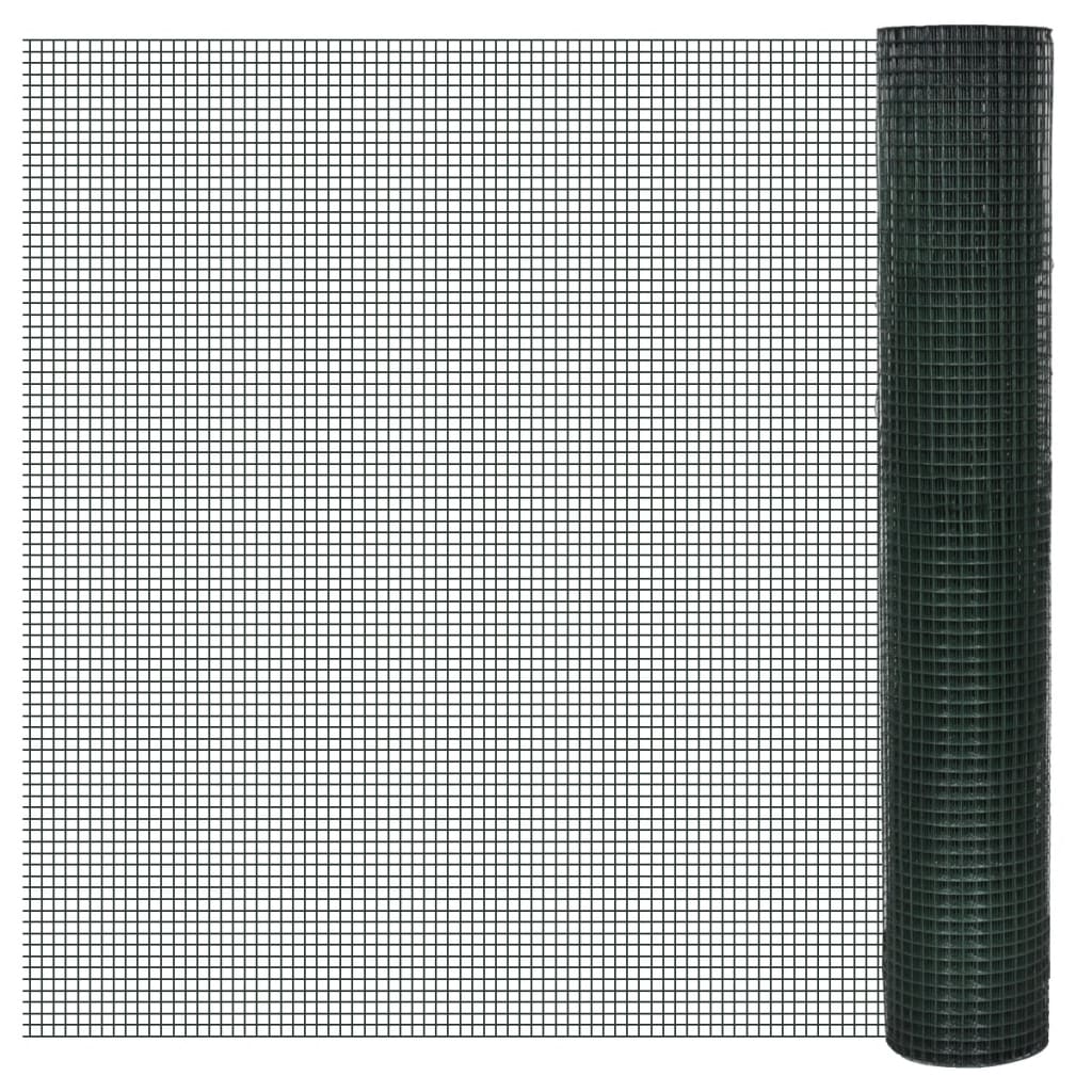 VidaXL Hühnerdraht 10x1 m aus verzinktem Stahl mit PVC-Beschichtung grün