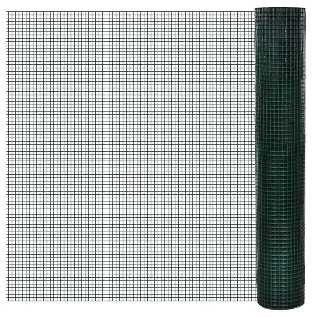 VidaXL Hühnerdraht 10x1 m aus verzinktem Stahl mit PVC-Beschichtung grün