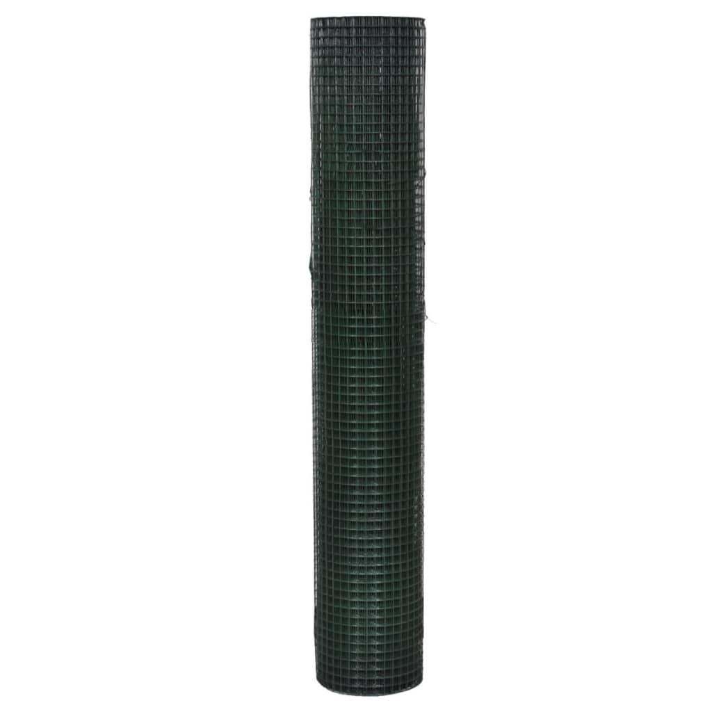 VidaXL Hühnerdraht 10x1 m aus verzinktem Stahl mit PVC-Beschichtung grün