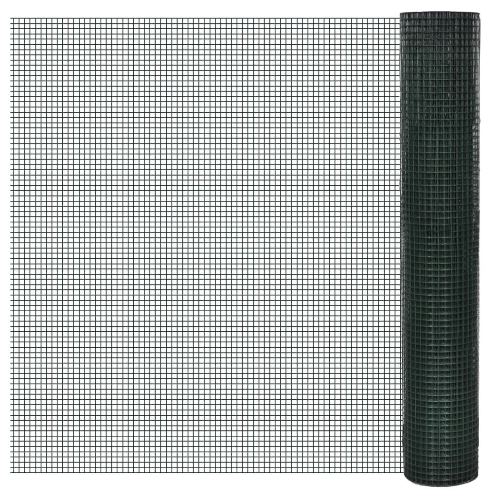 VidaXL Hühnerdraht 10x1 m aus verzinktem Stahl mit PVC-Beschichtung grün