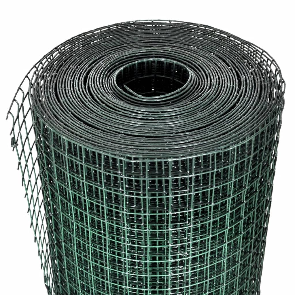 Vidaxx Hühnerdraht 25x1 m aus verzinktem Stahl mit PVC-Beschichtung grün