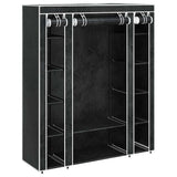 Vidaxl kledingkast met vakken en stangen 45x150x176 cm stof zwart