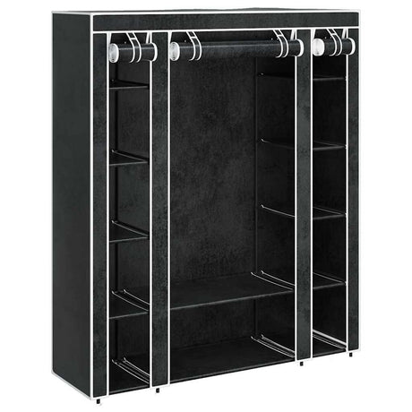 Vidaxl kledingkast met vakken en stangen 45x150x176 cm stof zwart