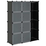 Vidaxl kast met 9 vakken modulair 109x36,5x143 cm zwart en wit