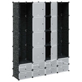 Vidaxl kast modulair met 18 vakken 37x146x180,5 cm zwart en wit