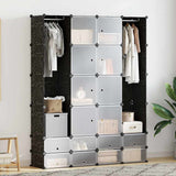 Vidaxl kast modulair met 18 vakken 37x146x180,5 cm zwart en wit