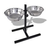 VIDAXL Einstellbare Doppelhundkatzen -Vorschubbox (2 x 1,6 l Edelstahlbacken)