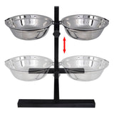 VIDAXL Einstellbare Doppelhundkatzen -Vorschubbox (2 x 1,6 l Edelstahlbacken)