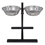 VIDAXL Einstellbare Doppelhundkatzen -Vorschubbox (2 x 1,6 l Edelstahlbacken)