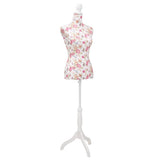 Vidaxl Estalage Doll Torso Frau Baumwoll weiß mit Rosendruck