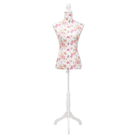 Vidaxl Estalage Doll Torso Frau Baumwoll weiß mit Rosendruck