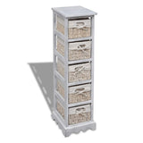 Vidaxl opbergrek met 5 weefmanden hout wit