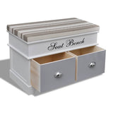 Vidaxl witte opbergbank halbank met grijze kussen + 2 lades