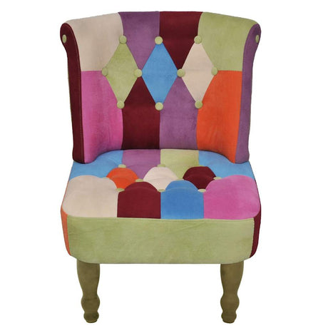Vidaxl franse stoel met patchwork ontwerp stof