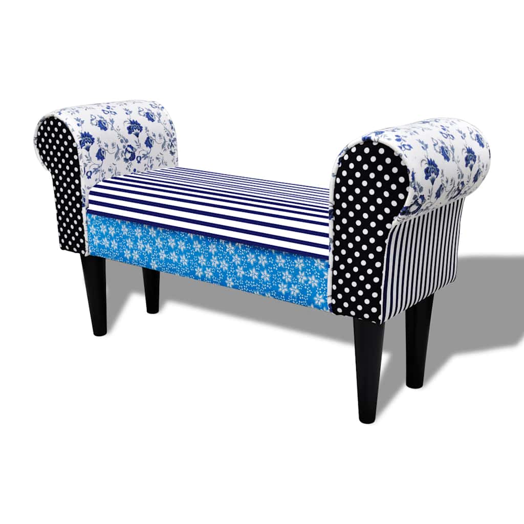 Vidaxl bankje patchwork blauw en wit