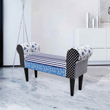 Vidaxl bankje patchwork blauw en wit