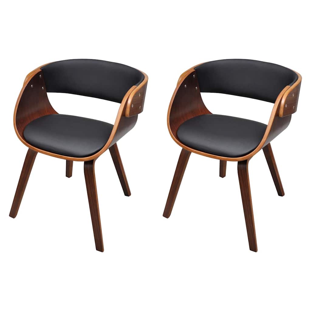 Vidaxl eetkamerstoelen 2 st gebogen hout en kunstleer bruin