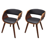 Vidaxl eetkamerstoelen 2 st gebogen hout en kunstleer bruin