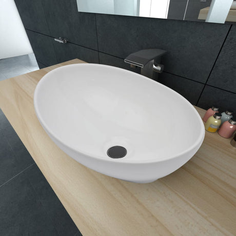 VIDAXL WASHBAIN OVAL 40x33 cm Keramik Weiß