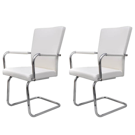 Vidaxl eetkamerstoelen 2 st kunstleer wit