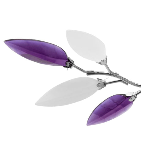 VIDAXL -Deckenlampe Weiß und lila Acrylkristallblätter 3xe14
