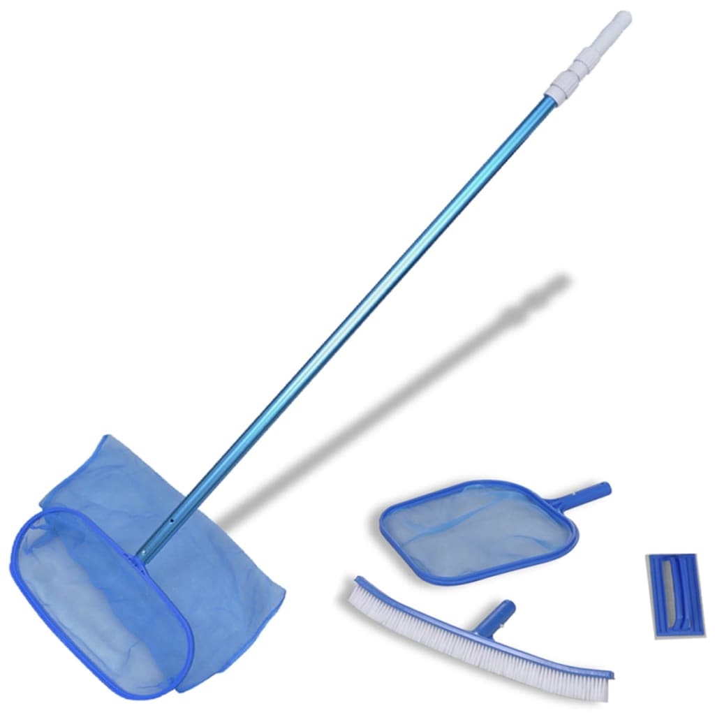 Vidaxl -Schwimmbad Set - 2 Netze, 1 Schrubber, 1 Pinsel + Teleskop Paal