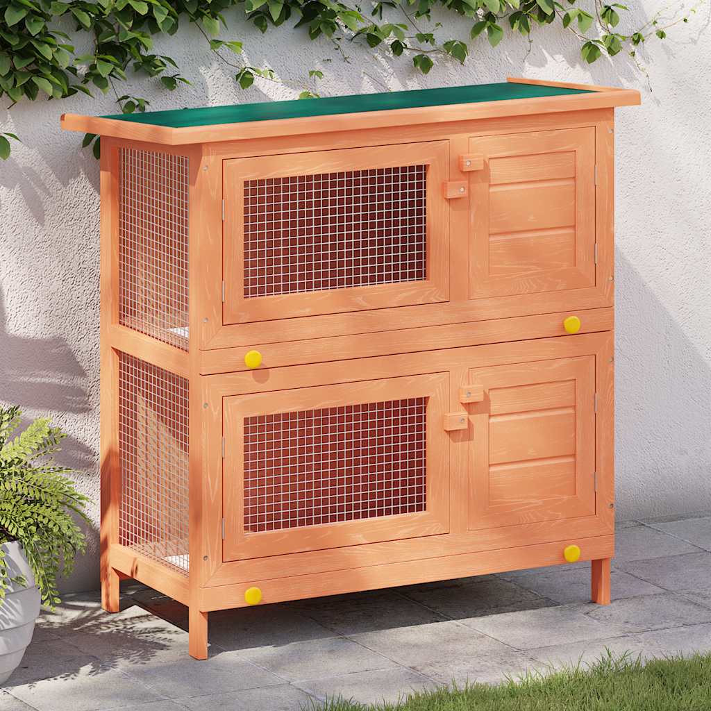 Vidaxl -Kaninchenhütte für Außenseite mit 4 Türen Holz