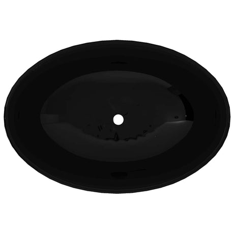 Vidaxl Luxus Waschbecken oval 40x33 cm Keramik Schwarz