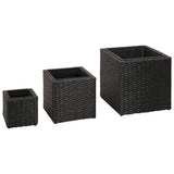 VIDAXL -Pflanzer erhöhten 3 St. Poly Rattan Schwarz